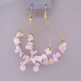 Сережки петельки Stainless Steel Рожевий кварц