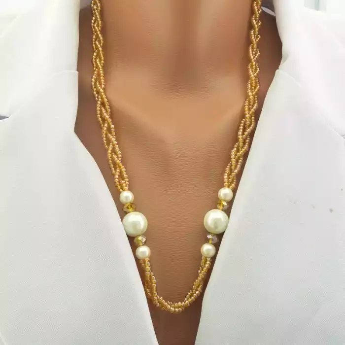 🏷️️ Намисто Чеський кришталь, Майорка, Бісер 68 см. ss_100689