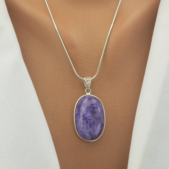 🏷️️ Кулон Чароїт 32х20мм. (cрібло 925 проба) ss_101004