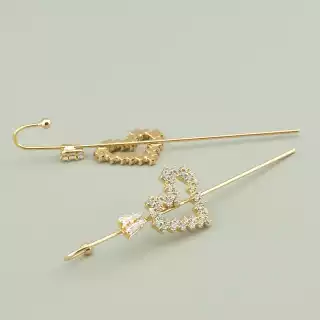 Сережки серце кафи Xuping Фіаніт (позолота 18к)