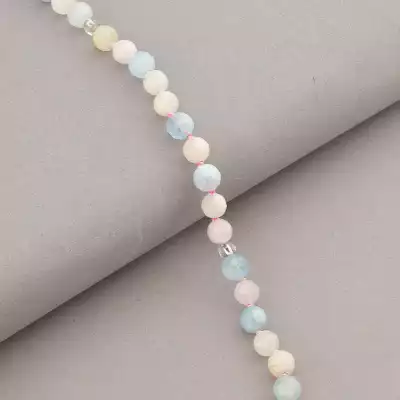 🏷️️ Намисто Морганіт, Бісер 45 см. (срібло 925 проба) F-94414