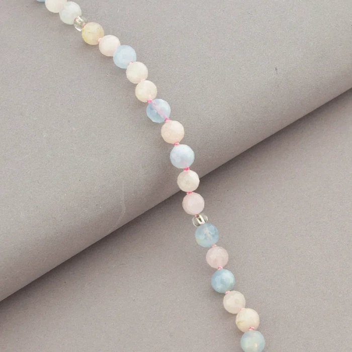 🏷️️ Намисто Морганіт, Бісер 45 см. (срібло 925 проба) ss_94414