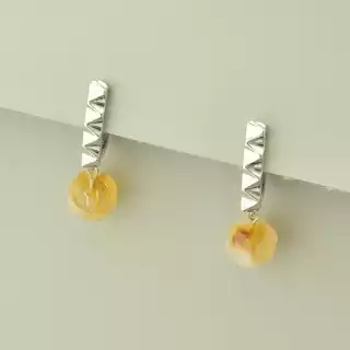 Сережки на англійській застібці Цитрін (родій)