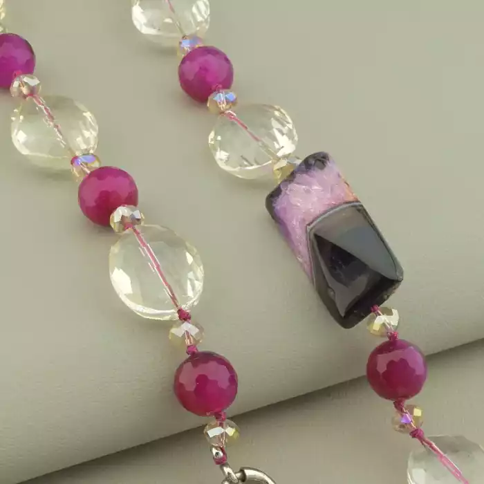 🏷️️ Намисто Агат, Чеський кришталь 55 см. ss_103140