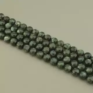 Намистини Серафініт 39 см. 12,5мм. на нитці (натуральне каміння, без застібки)