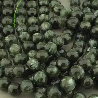 🏷️️ Намистини Серафініт 39 см. 12,5мм. на нитці (натуральне каміння, без застібки) F-103246