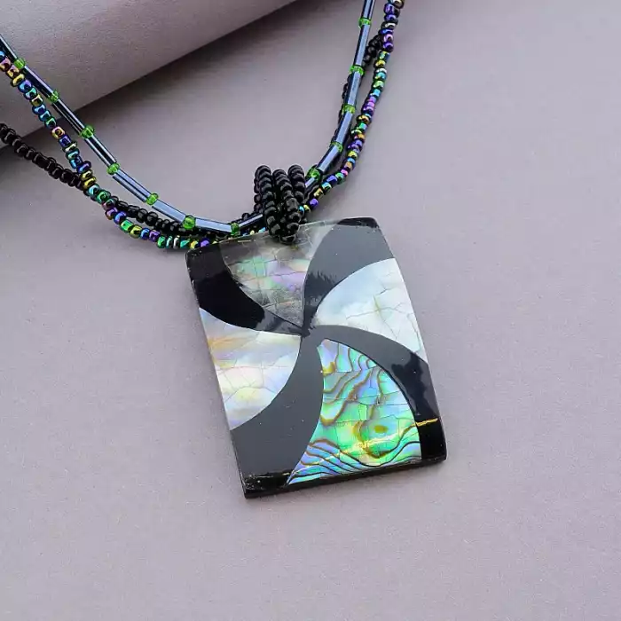 🏷️️ Підвіска Галіотіс, Бісер 46 см (сталь) ss_88340