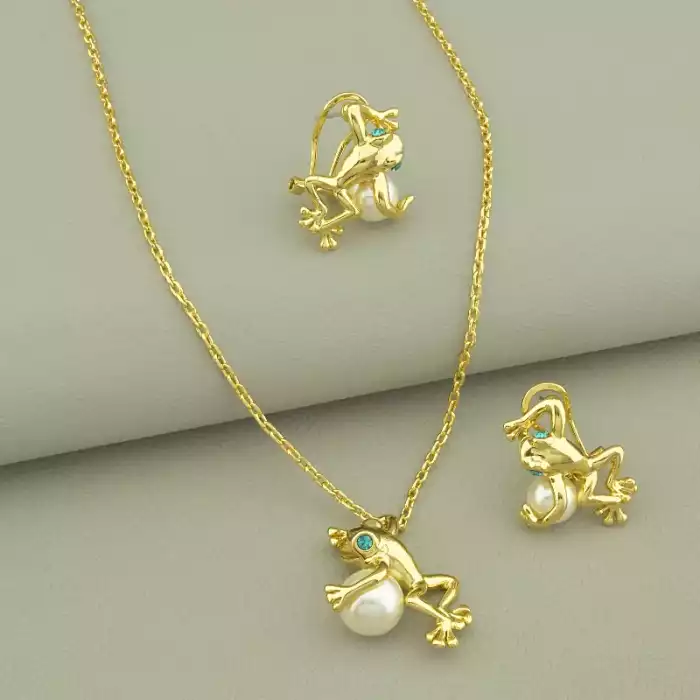 🏷️️ Підвіска + Сережки Майорка, Фіаніт 45 см. ss_103448