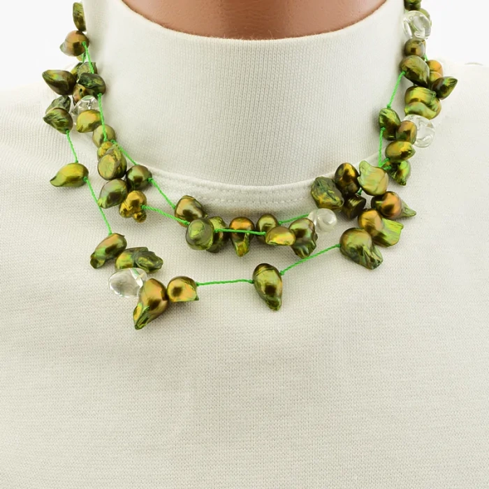 🏷️️ Намисто з перлами та гірським кришталем, 118 см ss_104505