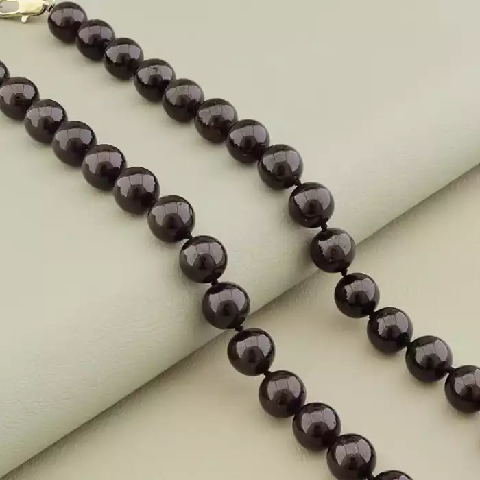 🏷️️ Намисто гранат (46 см, карабін, сталь, 11 мм, бордовий, срібний) ss_105215