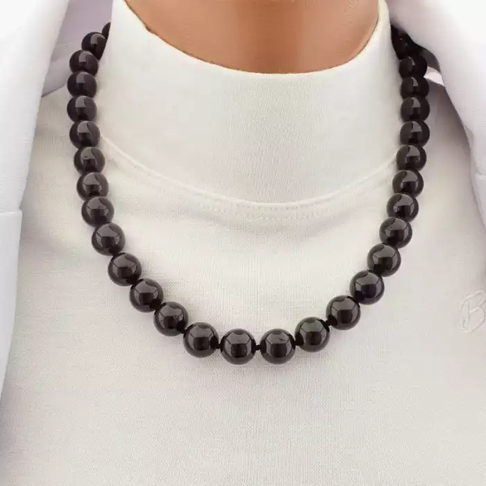 🏷️️ Намисто гранат (46 см, карабін, сталь, 11 мм, бордовий, срібний) ss_105215