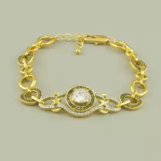 Браслет на карабіні Winniana Фіаніт 18.5 см (позолота 18к)