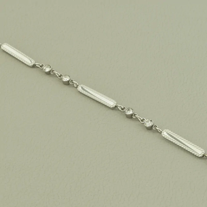 🏷️️ Браслет з карабіном Xuping Фіаніт 17 см. (родій) ss_99224