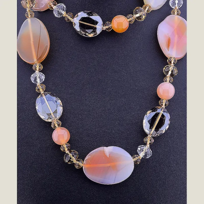 🏷️️ Намисто Агат, Чеський кришталь 90 см ss_74724