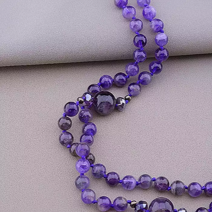 🏷️️ Намисто Аметист, Чеський кришталь 112 см ss_85137