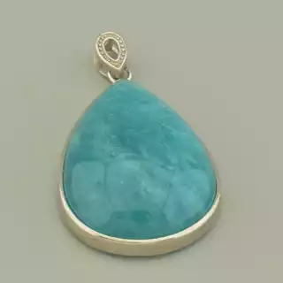 Кулон Амазоніт 40х25мм. (cрібло 925 проба)