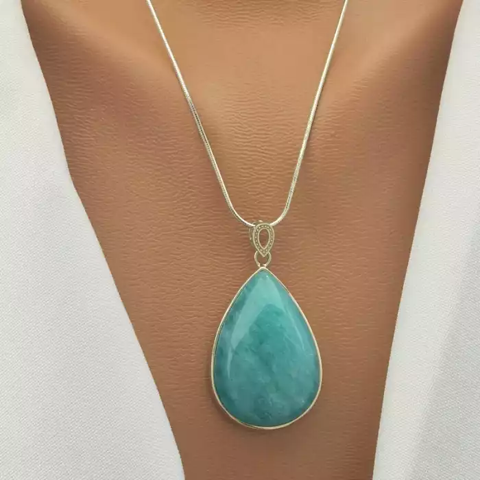 🏷️️ Кулон Амазоніт 40х25мм. (cрібло 925 проба) ss_101209