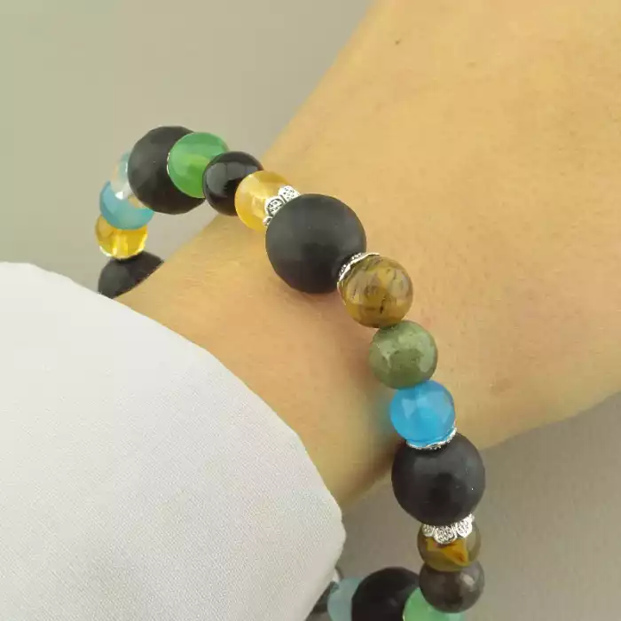 🏷️️ Браслет резинка Самоцвіти, Шунгіт 20 см. ss_101409