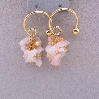 Сережки пусети Stainless Steel Рожевий кварц