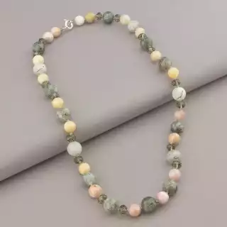 Намисто Волосатик, Опал, Чеський кришталь 54 см. (срібло 925 проба)