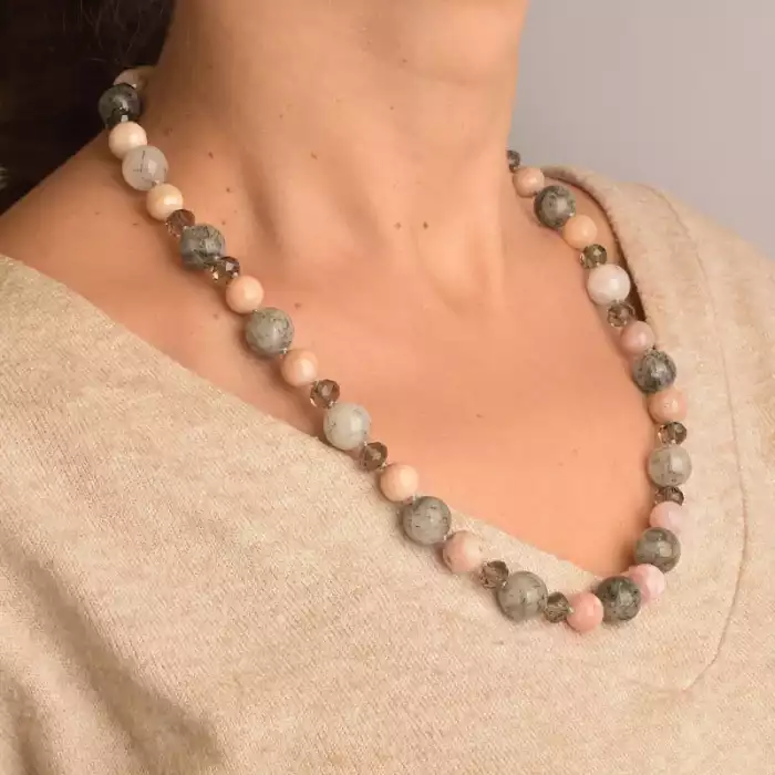 🏷️️ Намисто Волосатик, Опал, Чеський кришталь 54 см. (срібло 925 проба) ss_94415