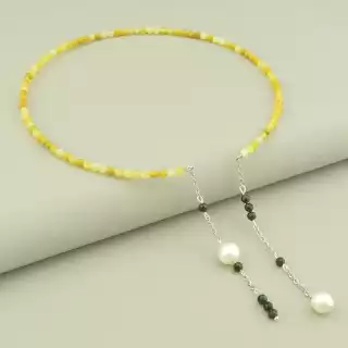 Підвіска Кварц, Перли, Каїрська ніч 36 см.