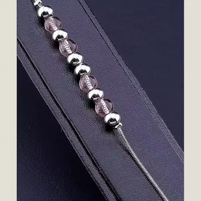 🏷️️ Браслет з карабіном Stainless Steel Рожевий кварц 18 см ss_66640