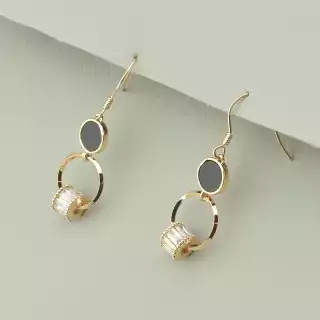 Сережки з підвіскою гачок Saiya Фіаніт (позолота 18к (рожева))