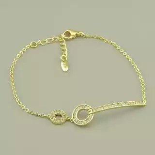 Браслет з карабіном Xuping Фіаніт 17 см. (позолота 18к лимонна)