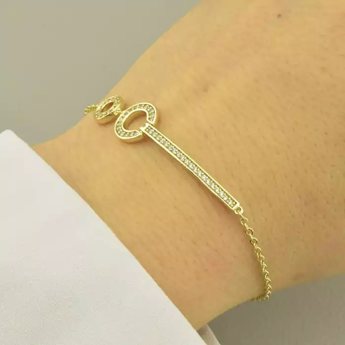 🏷️️ Браслет з карабіном Xuping Фіаніт 17 см. (позолота 18к лимонна) ss_104085