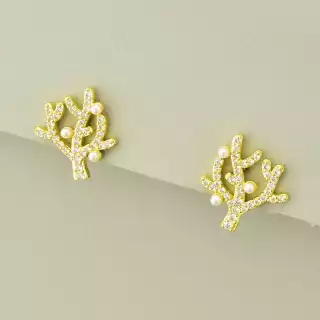 Сережки гілочки пусет Фіаніт 18х15мм. (позолота 18к лимонна)