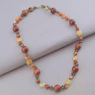 Намисто Сердолік, Чеський кришталь 58 см.