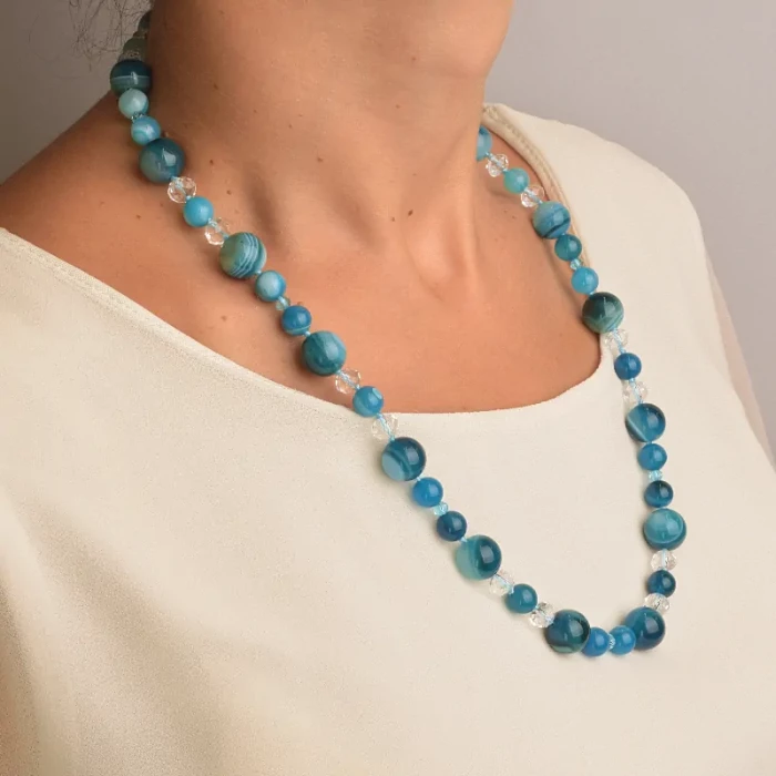 🏷️️ Намисто Агат сталь 57 см. ss_91143