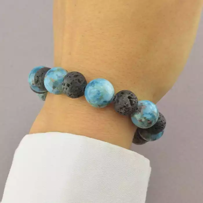 🏷️️ Браслет резинка Апатит, Лава 20 см ss_71101