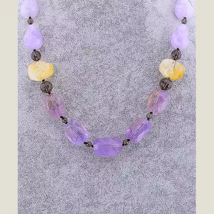 🏷️️ Намисто Цитрин, Аметист, Раухтопаз 55 см ss_82183