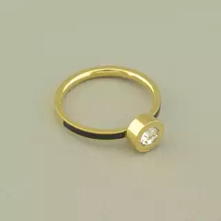 Каблучка медична сталь Xuping Фіаніт (позолота лимонна 18к)