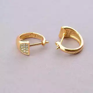 Сережки з англійським замком Xuping Фіаніт (позолота 18к)