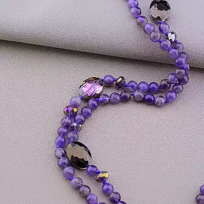 🏷️️ Намисто Аметист, Чеський кришталь, Фіаніт 130 см F-85138