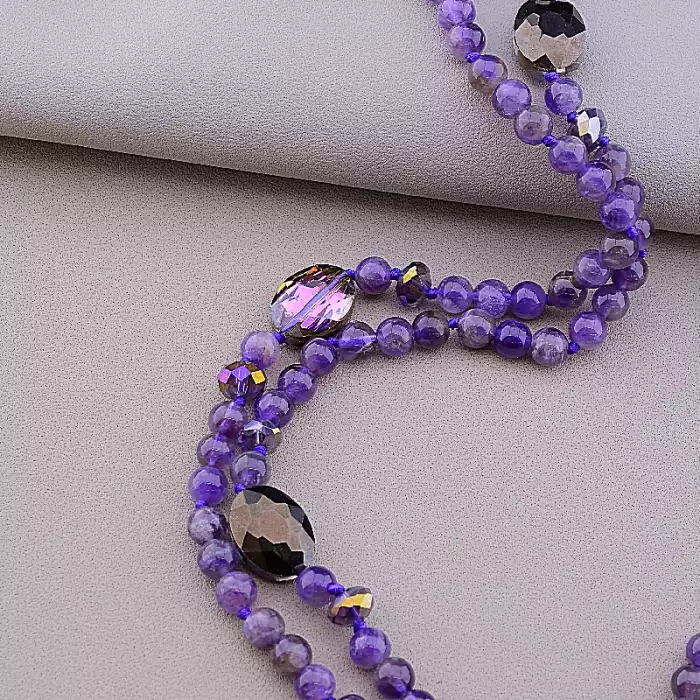 🏷️️ Намисто Аметист, Чеський кришталь, Фіаніт 130 см ss_85138