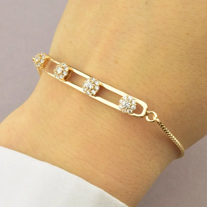 🏷️️ Браслет з карабіном Xuping Фіаніт 16 см (позолота 18к) ss_85561