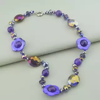 Намисто Агат, Перламутр, Чеський кришталь 55 см.