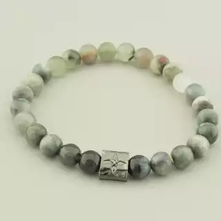 Браслет резинка Орлинне око, Яшма 21 см. Хром