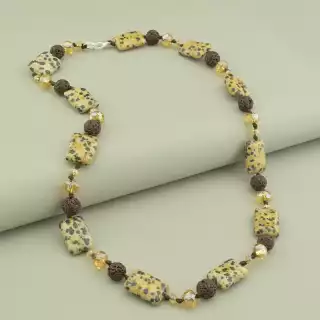 Намисто Лава, Яшма, Чеський кришталь 53 см.