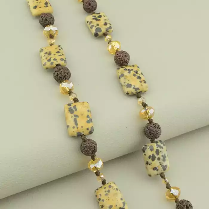 🏷️️ Намисто Лава, Яшма, Чеський кришталь 53 см. ss_101810