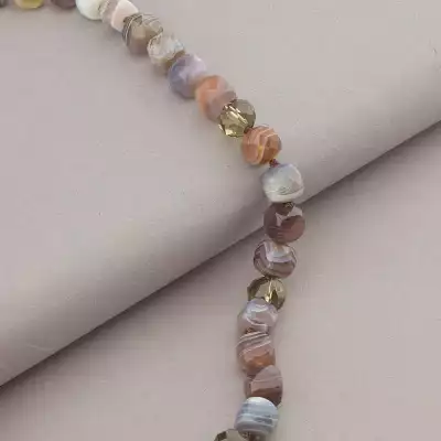 🏷️️ Намисто Агат, Чеський кришталь 48 см. (срібло 925 проба) F-94416