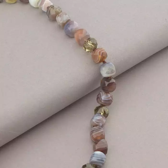 🏷️️ Намисто Агат, Чеський кришталь 48 см. (срібло 925 проба) ss_94416