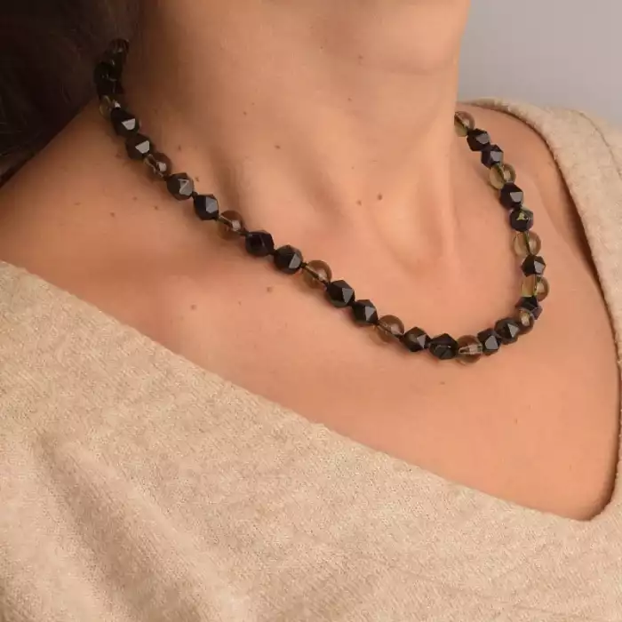 🏷️️ Намисто Агат, Раухтопаз 41 см. ss_94618