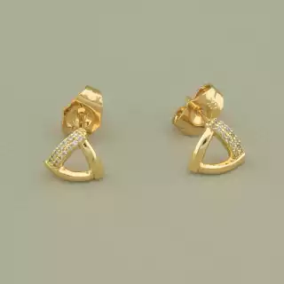 Сережки трикутники пусети Xuping Фіаніт (позолота 18к)