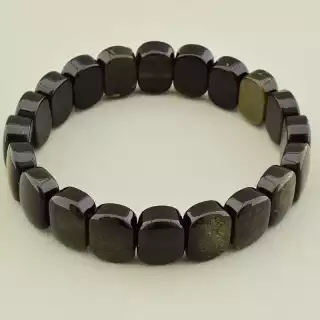 Браслет резинка з обсидіаном, 18 см