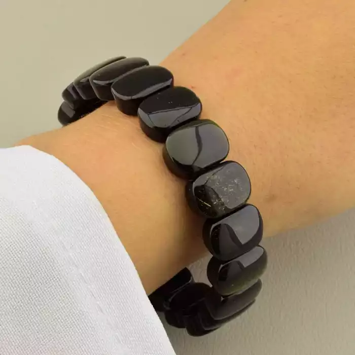 🏷️️ Браслет резинка з обсидіаном, 18 см ss_104507